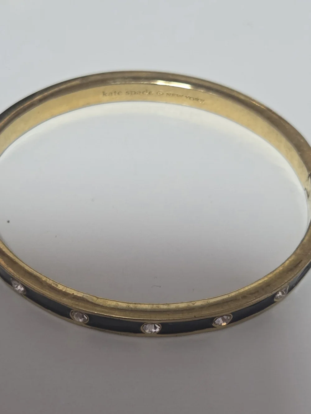 kate spade Gold-Tone Black Enamel Bangle with Clear Crystal Accents - Picture 2 of 4